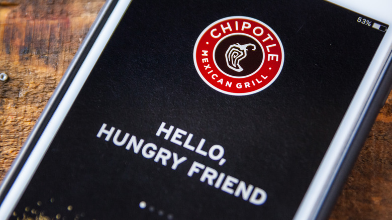 mobile phone with chipotle app open