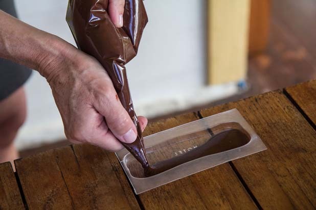 9. Pipe the chocolate into a mold