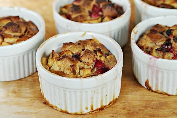 Dessert: Apple Cranberry Bread Pudding with Cider-Calvados Reduction