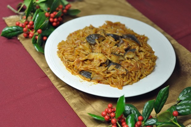 Side: Orzo with Shiitake Mushrooms