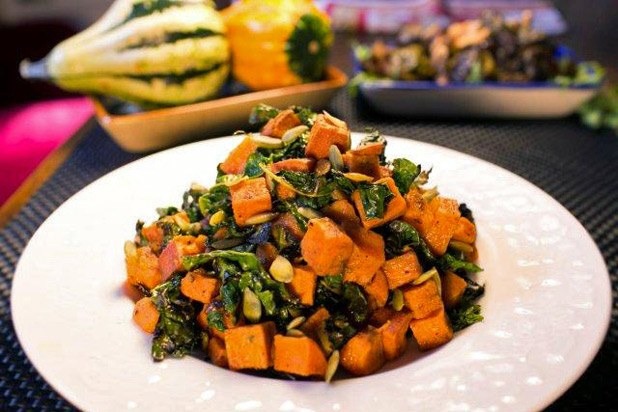 Starter: Red Yam and Kale Salad