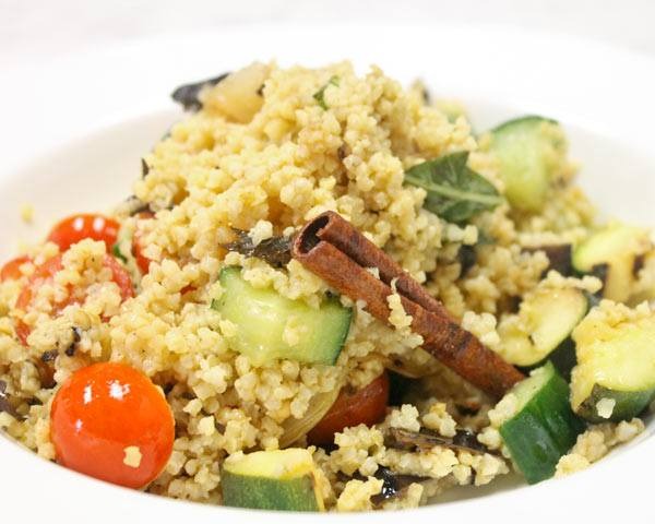 Cinnamon-Scented Millet with Grilled Summer Vegetables