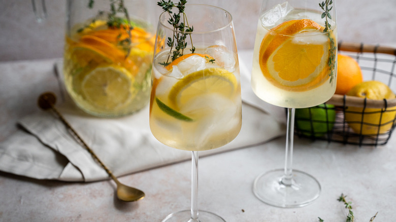 citrusy white sangria in glasses 