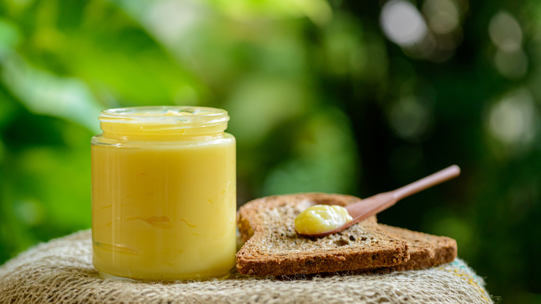 Clarified butter in a jar