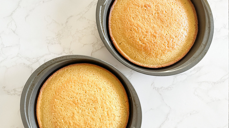 baked cakes in pans