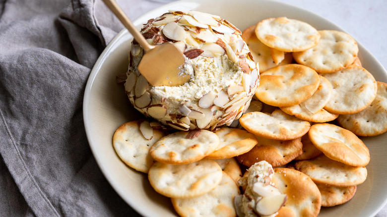 cheese ball with crackers