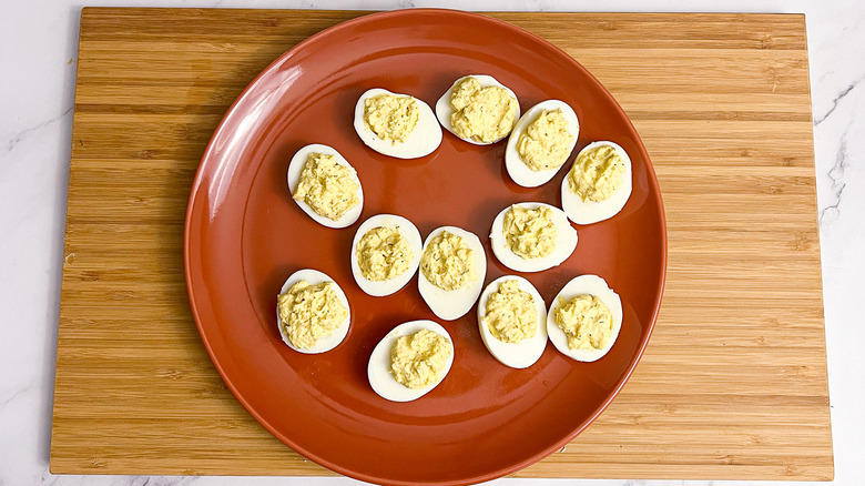plain deviled eggs on plate