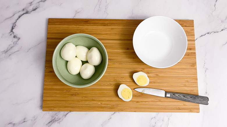 eggs on cutting board 
