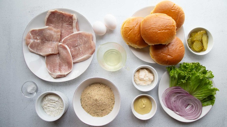 ingredients for fried pork chop sandwiches