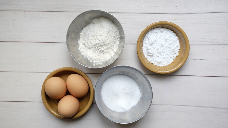 eggs, flour, and sugars