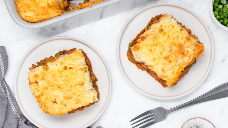 classic lamb Shepherd's pie in dish 