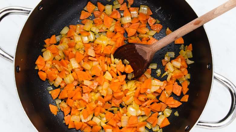 veggies in pan 