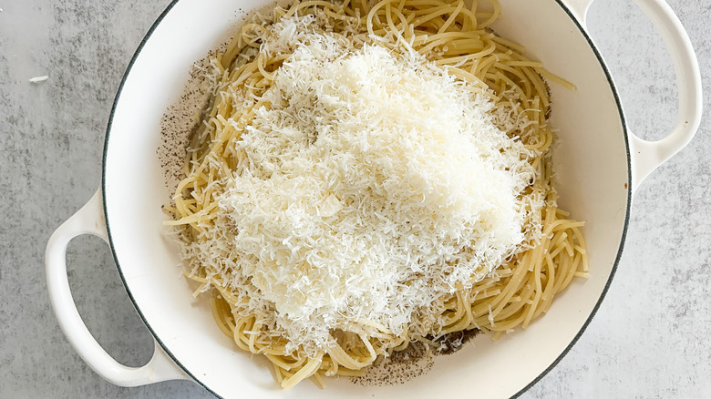 ingredients before mixing cacio e pepe