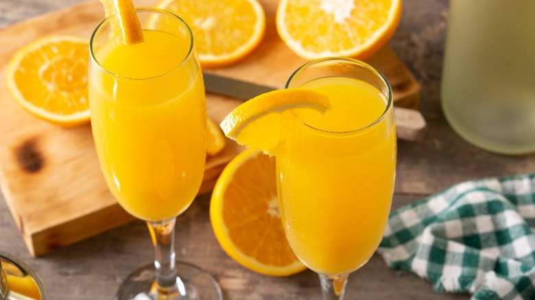 mimosa cocktails in flutes