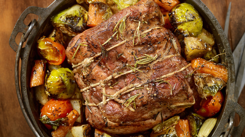 Pot roast with veggies and herbs