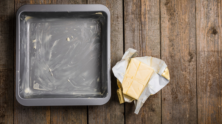 A greased baking pan