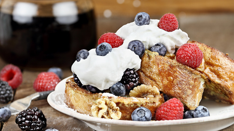 French toast with berries and whipped cream