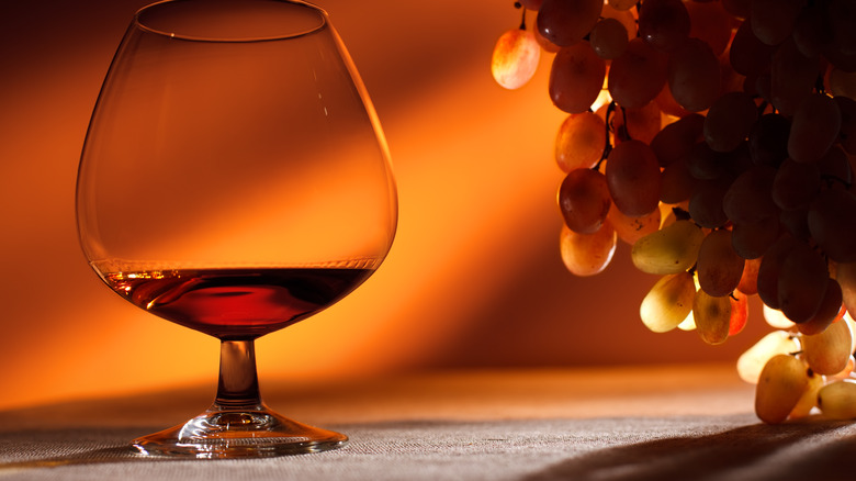 Grapes and snifter of cognac