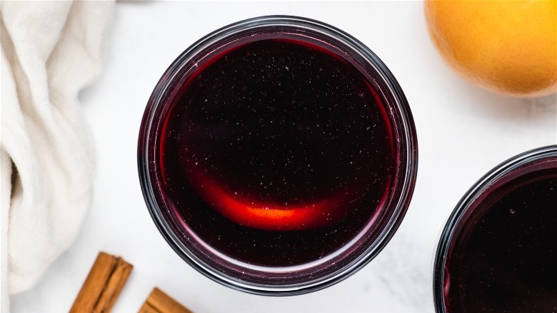 comforting mulled wine in glasses 