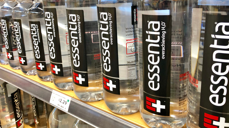 Essentia water on shelves