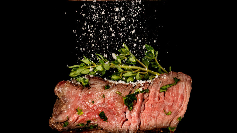 Steak with lots of salt