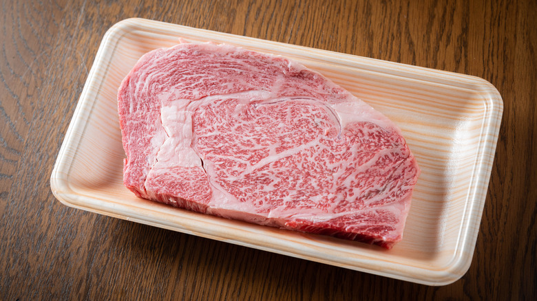 Wagyu steak coming to room temperature