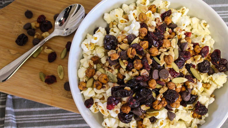 popcorn with nuts and seeds and berries