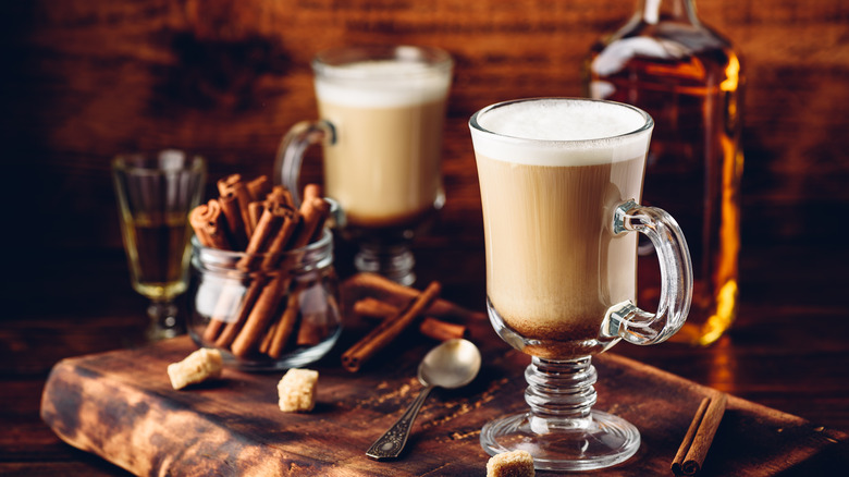 Irish coffee on old book