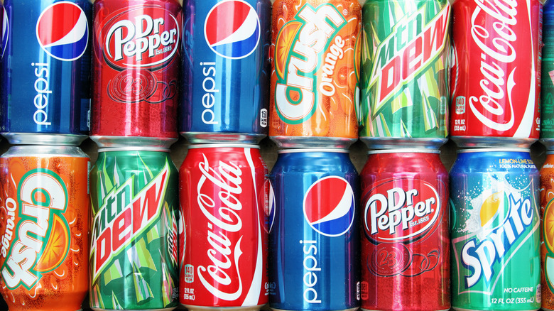 cans of soda varieties