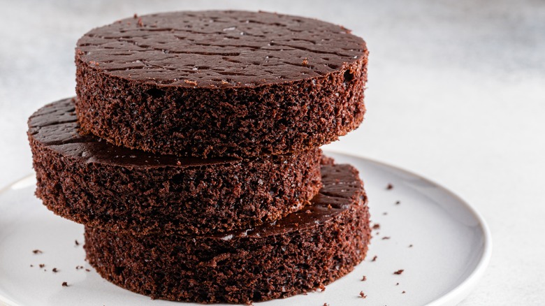 3 layers of chocolate cake