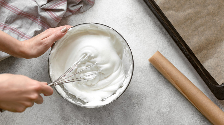 Whipped cream in a bowl