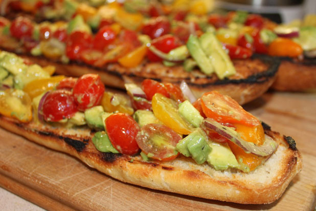 Heirloom Tomato and Avocado Bruschetta