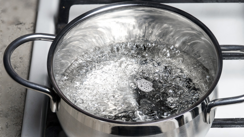 Pot of simmering water