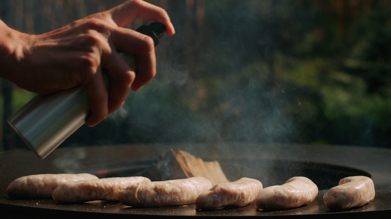 cooking spray on sausages