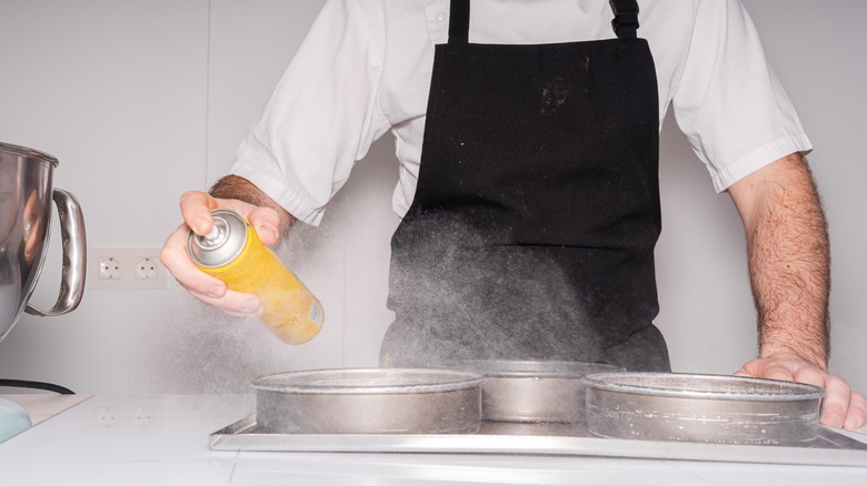 Spraying cooking spray