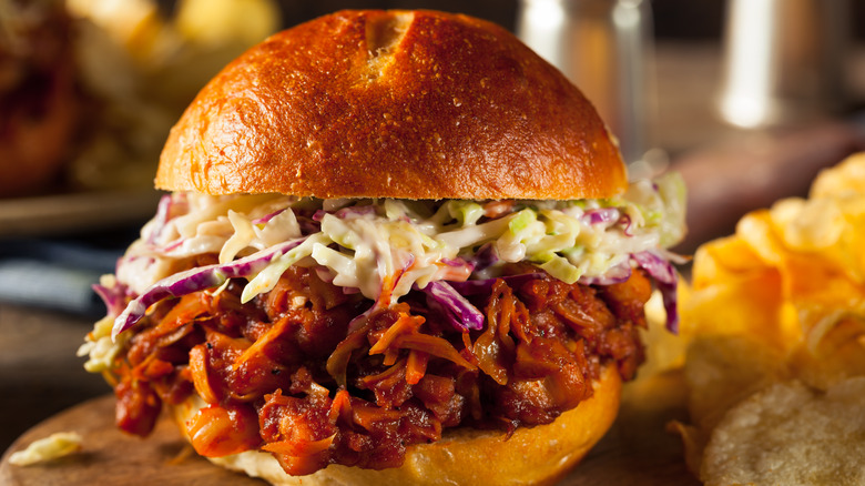 Pulled "pork" jackfruit sandwich