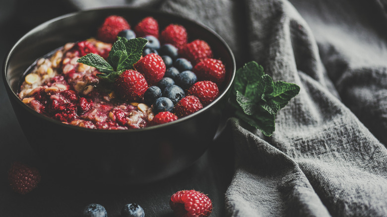 bowl of Oatmeal with berries 