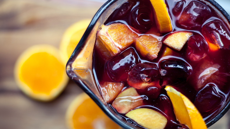 birdseye of a pitcher of sangria 