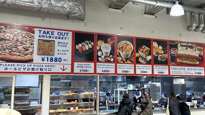 Costco food court menu in Japan featuring Mac 'N' Cheese Bite