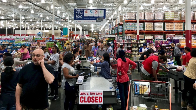 Costco warehouse check out lines