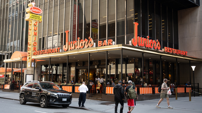 Exterior of Junior's restaurant in New York City