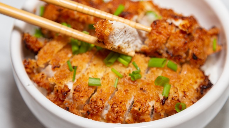 Bowl of traditional Japanese katsu