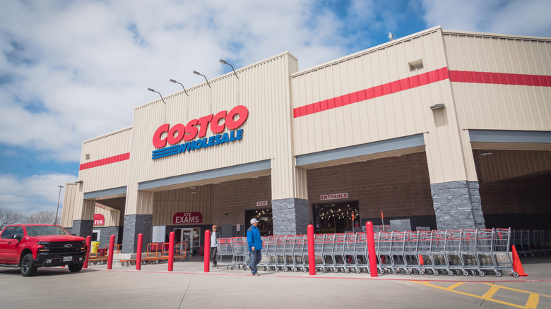 Costco storefront against the blue sky