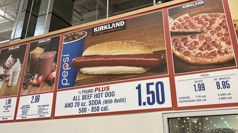 Costco menu with hot dog