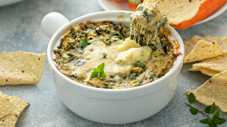 bowl of spinach artichoke dip