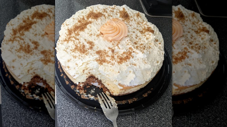 Costco Dreamsicle cheesecake with fork