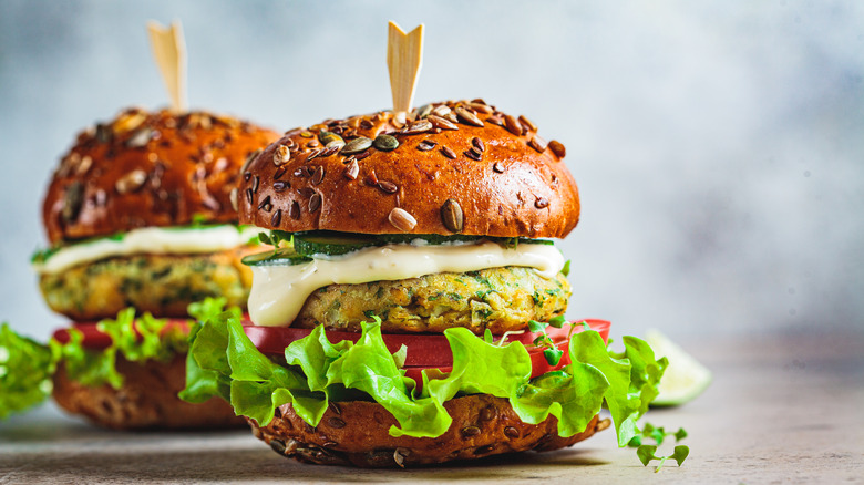 Two veggie burgers