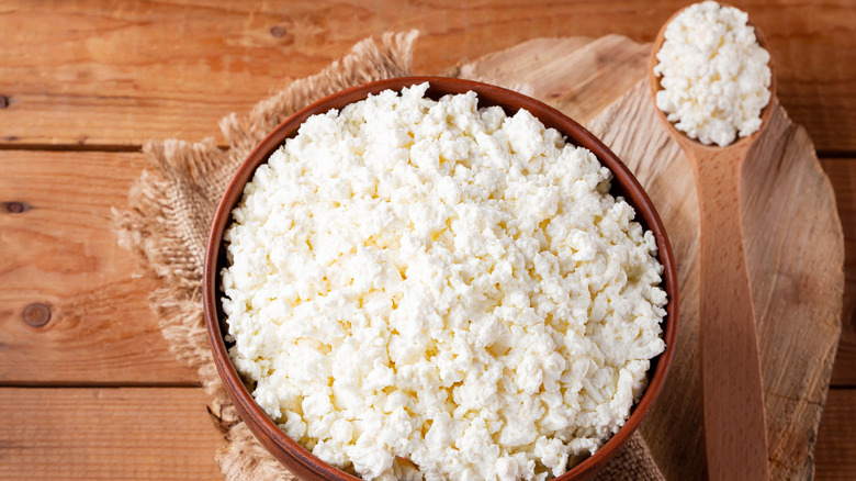 Cottage cheese in a bowl