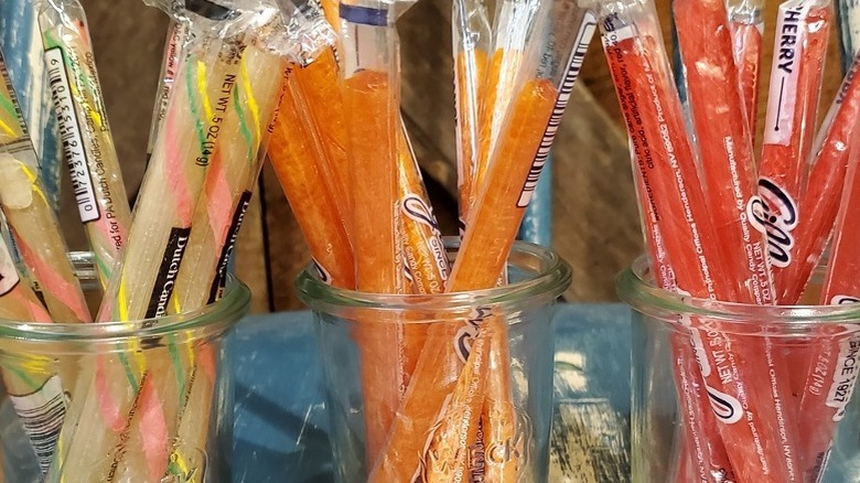 Candy sticks in jars