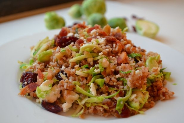 Bulgur Salad with Cranberries and Brussels Sprouts